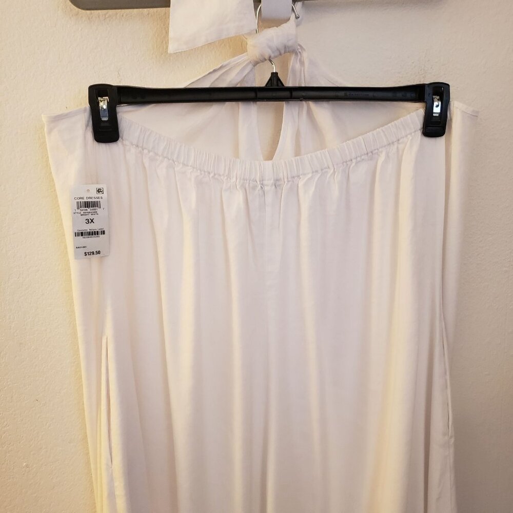 INC White Halter Neck Linen Blend A-Line Maxi Dress Pockets 3X NWT MSRP $129 - Picture 6 of 11